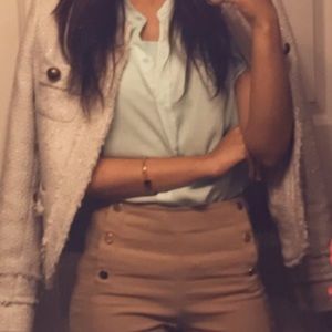 Zara cream beige golden buttons pants